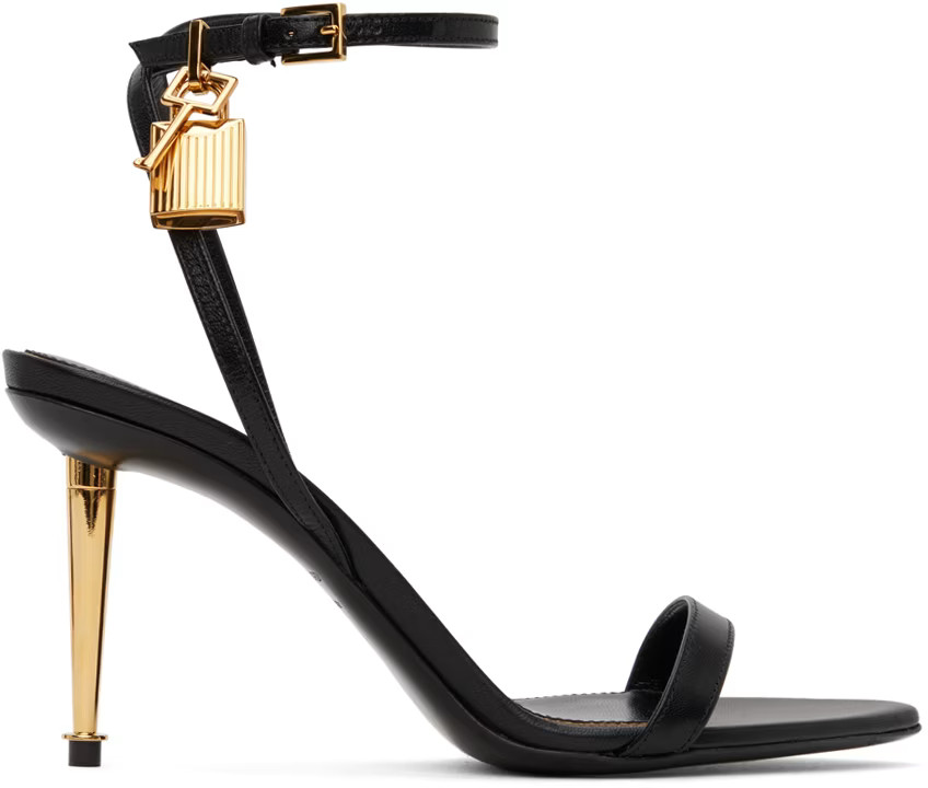 TOM FORD - Black Padlock Pointy Naked Heeled Sandals | SSENSE