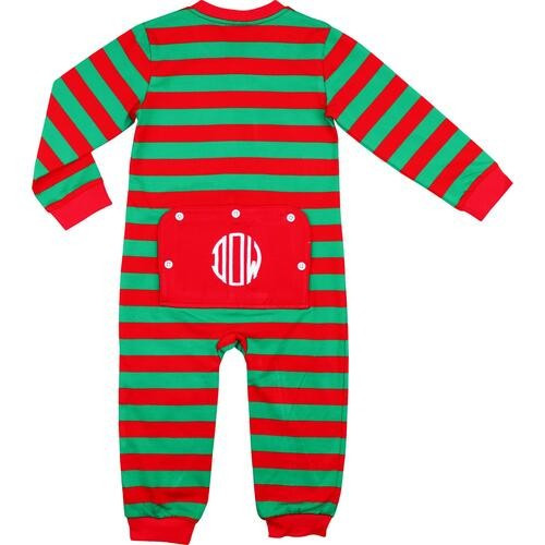 Boys Red And Green Stripe Zipper Pajamas - Shipping Early November | Cecil and Lou