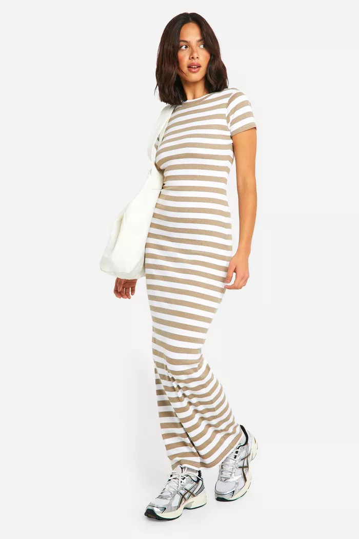 Basic Rib Stripe Cap Sleeve Maxi | boohoo (US & Canada)