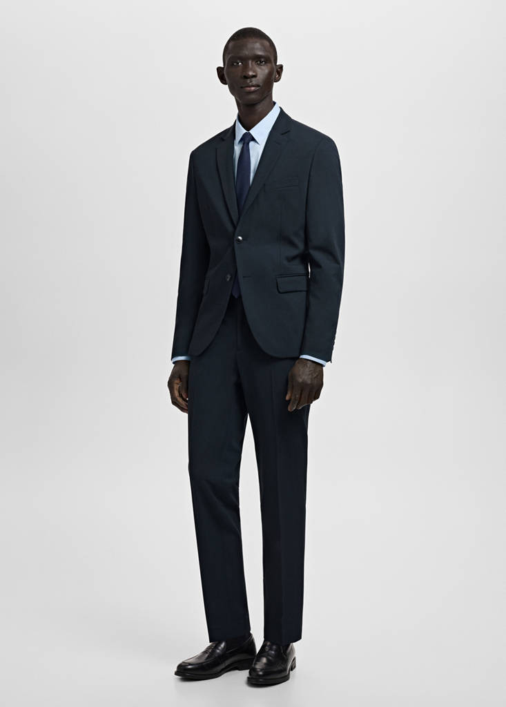 Super slim-fit suit jacket in stretch fabric dark navy - Man - 34 - MANGO MAN | Mango (US/MX/AU)