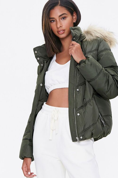 Faux Fur Hooded Puffer Jacket | Forever 21 (US)