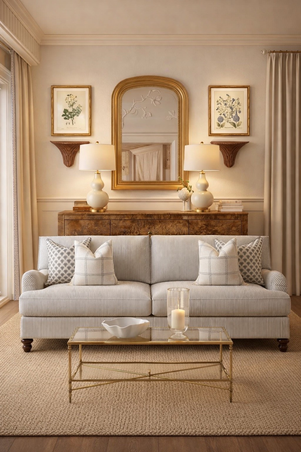 Cozy classic living room 🤍🤍 own and love the sideboard, lamps, and couch. 

#LTKHome