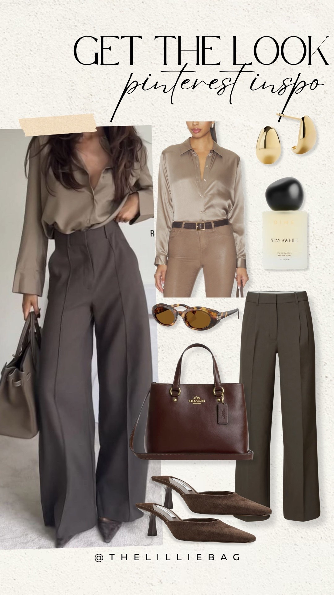 Fall workwear, but make it chic 🤎 This rich chocolate + taupe color combo is everything for transitioning into fall. Satin button-down, tailored trousers, suede heels + classic accessories for an elevated office look that still feels effortless.

fall workwear, fall office outfit, business casual outfit, women’s workwear, work outfit ideas, chocolate brown outfit, brown trousers, satin blouse, tailored pants, suede heels, office style, fall fashion 2026, neutral fall outfit, elevated basics, professional outfit ideas, petite workwear inspiration

#LTKWorkwear #LTKootd
