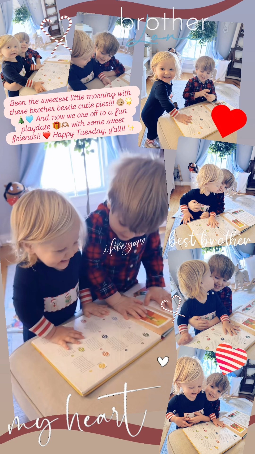 Been the sweetest little morning with these brother bestie cutie pies!!! 👶🏼🌟🎄🩵 And now we are off to a fun playdate 🎁🫶🏽 with some sweet friends!! ❤️ Happy Tuesday, y’all!! ✨