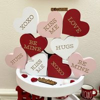 Conversation Hearts | Valentine's Day Shelf Sitters Wooden Tiered Tray Decor | Etsy (US)