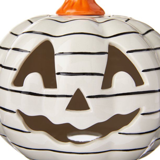Way to Celebrate 6.5IN X 6.5IN White Halloween Pumpkin Ceramic Decor - Walmart.com | Walmart (US)