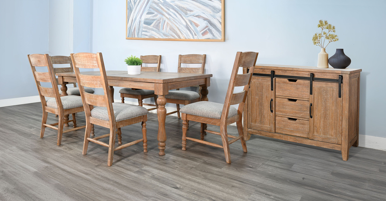 Sierra Rectangular Extension Dining Room Set with Turned Legs In Amber | 1stopbedrooms
