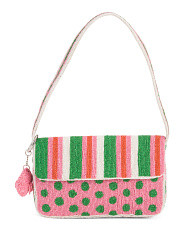 Beaded Striped Contrast Chic Flap Shoulder Bag | Handbags | Marshalls | Marshalls