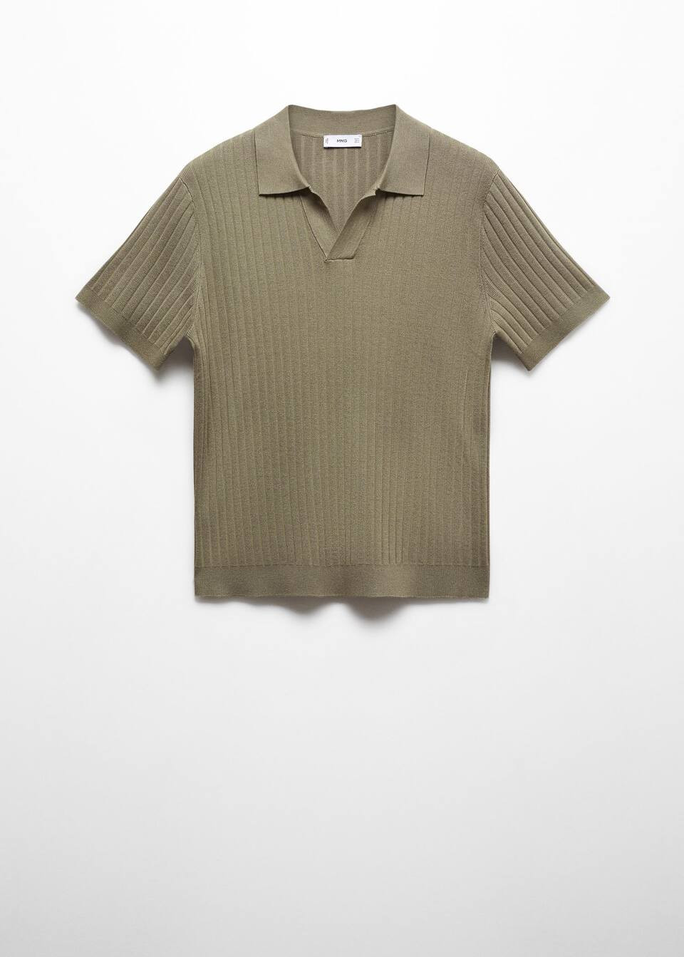 Short-sleeved ribbed knit polo shirt -  Men | Mango Man USA | MANGO (US)