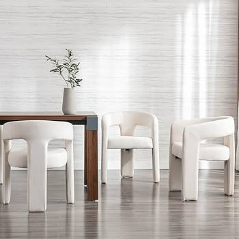 Wahson Linen Dining Chairs Set of 4, Modern Upholstered Barrel Chair, Round Dining Chairs with Wo... | Amazon (US)
