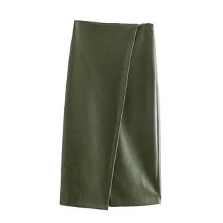 Slit Faux Leather Midi Pencil Skirt | YesStyle Global