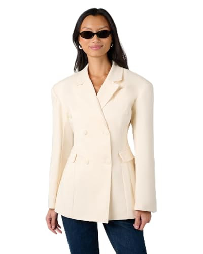 WEWOREWHAT-Double Breasted Cinched Waist Blazer-Ivory-S | Amazon (US)