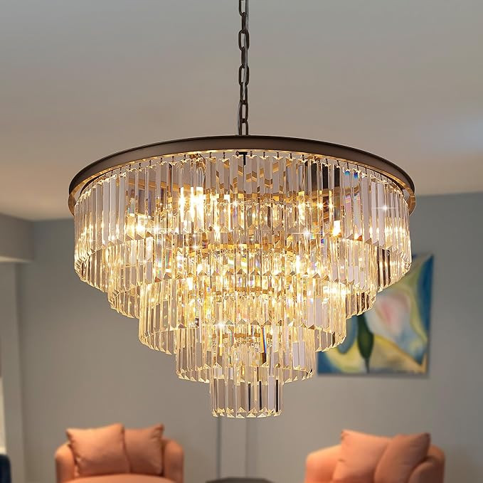 Crystal Chandeliers Lighting 5 Tiers Light Nickel Modern Chandelier Fixture for Bedroom, Hallway,... | Amazon (US)