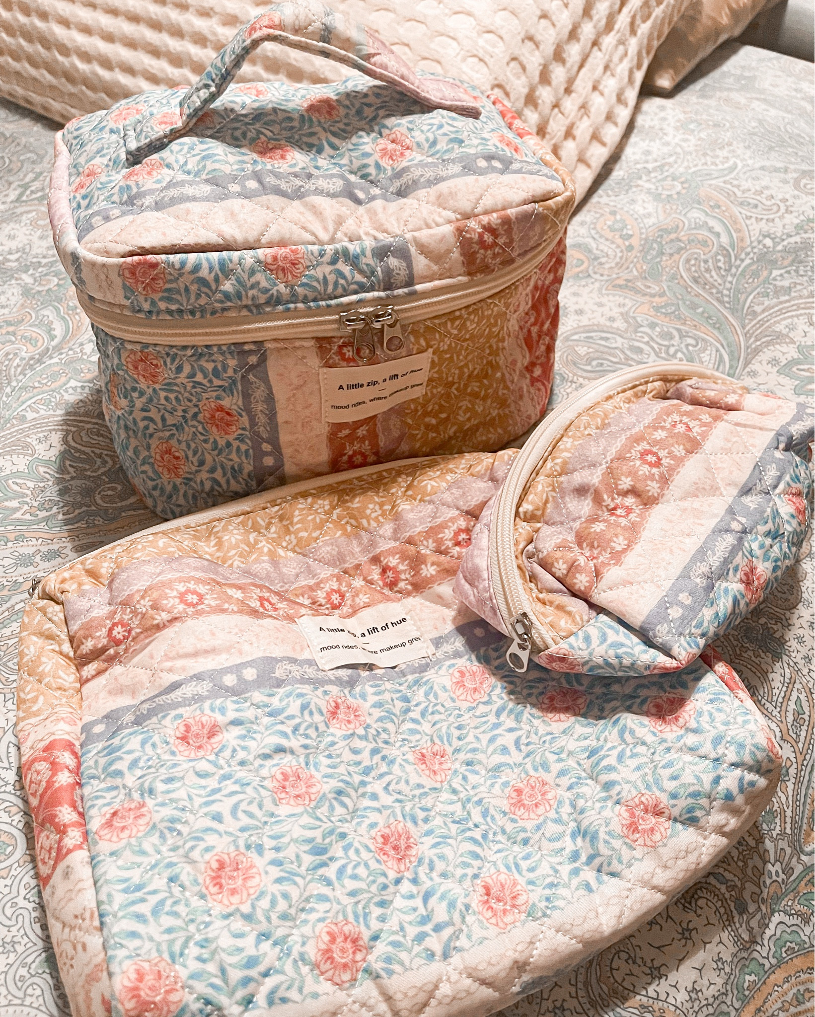 Quilted patchwork makeup bag set.

#LTKBeauty #LTKTravel #LTKmorningroutine