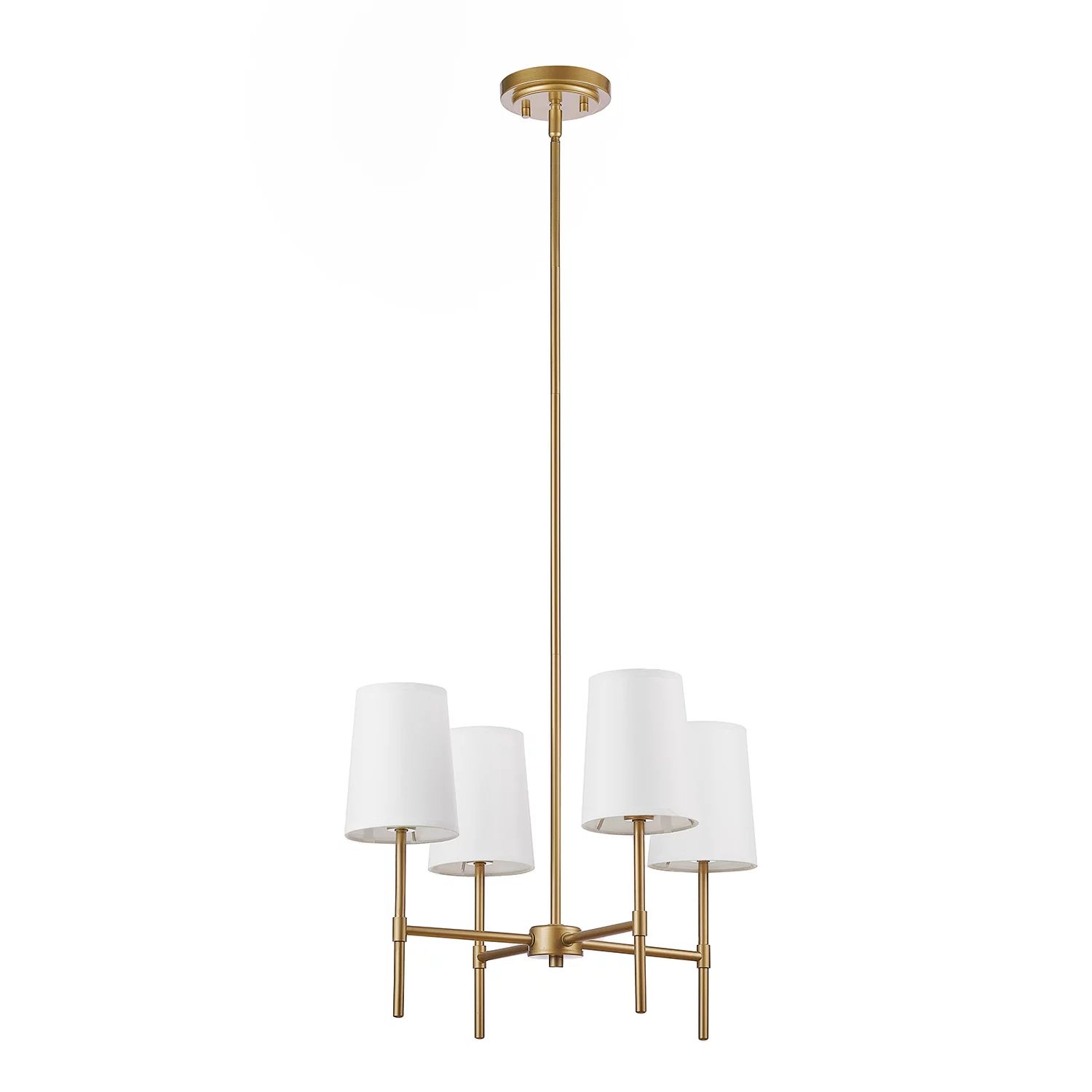 Better Homes & Gardens 4-Light Chandelier Burnished Brass and White Fabric Shades with Bulbs - Wa... | Walmart (US)