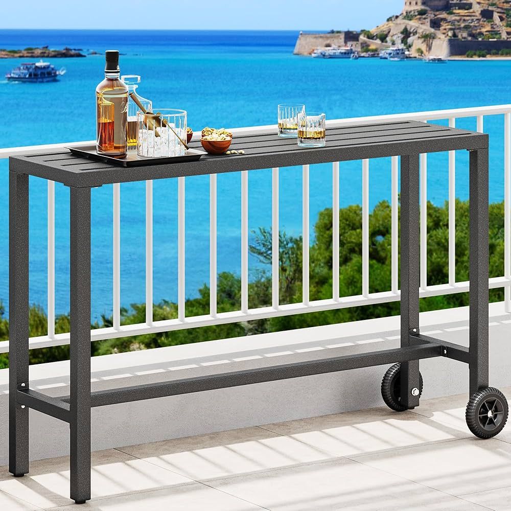 YITAHOME 55" Outdoor Bar Table, Rectangle Narrow Counter Height Table, Ideal Bar Height Table for... | Amazon (US)