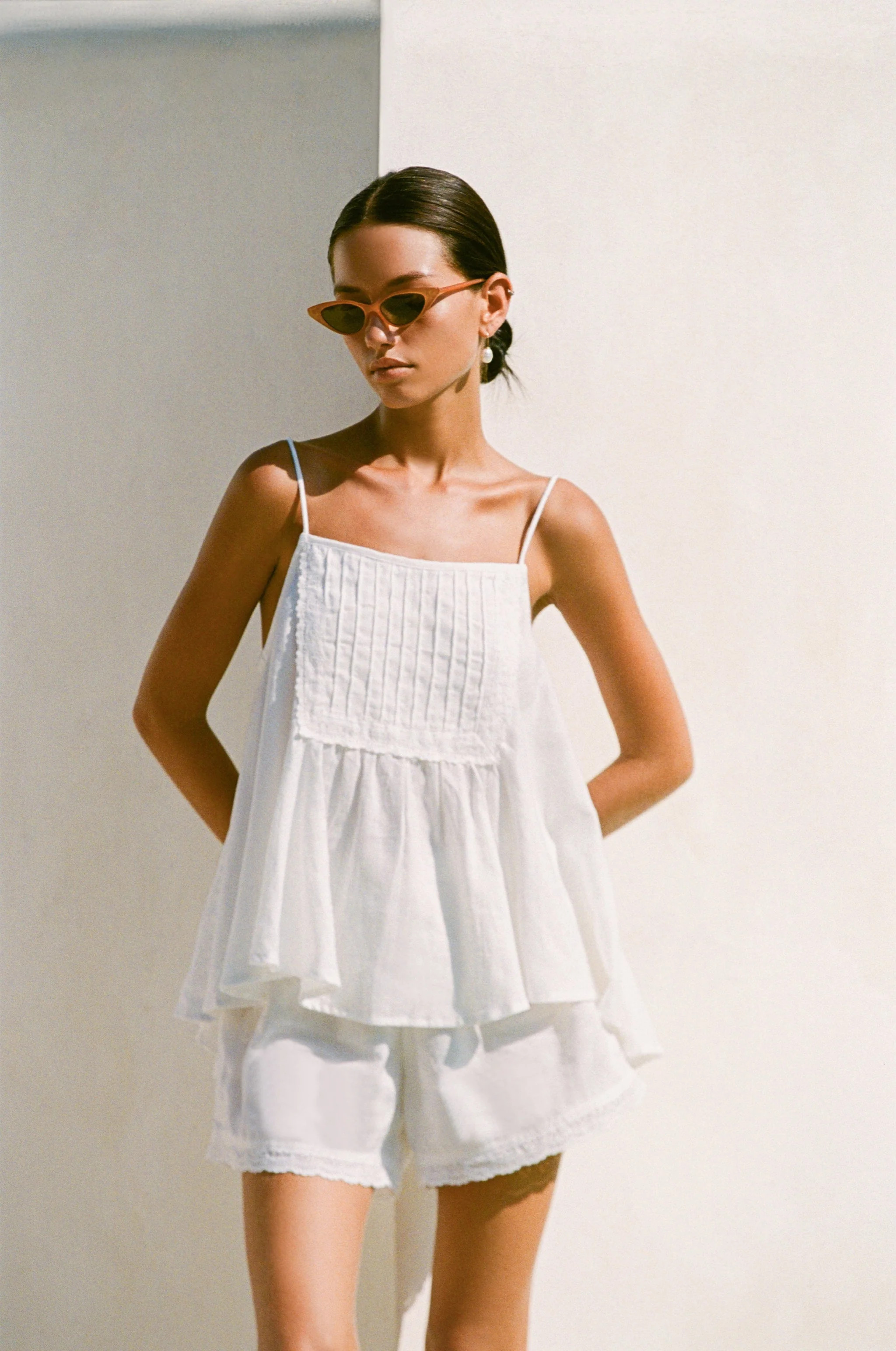 Lydia Set - Lyocell Linen - Coconut + Daisy Trim | Piyama US