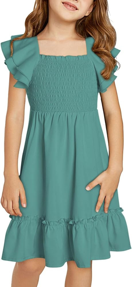 blibean Tween Girls Elegant Ruffle Sleeve Dresses Size 6-15 Years | Amazon (US)