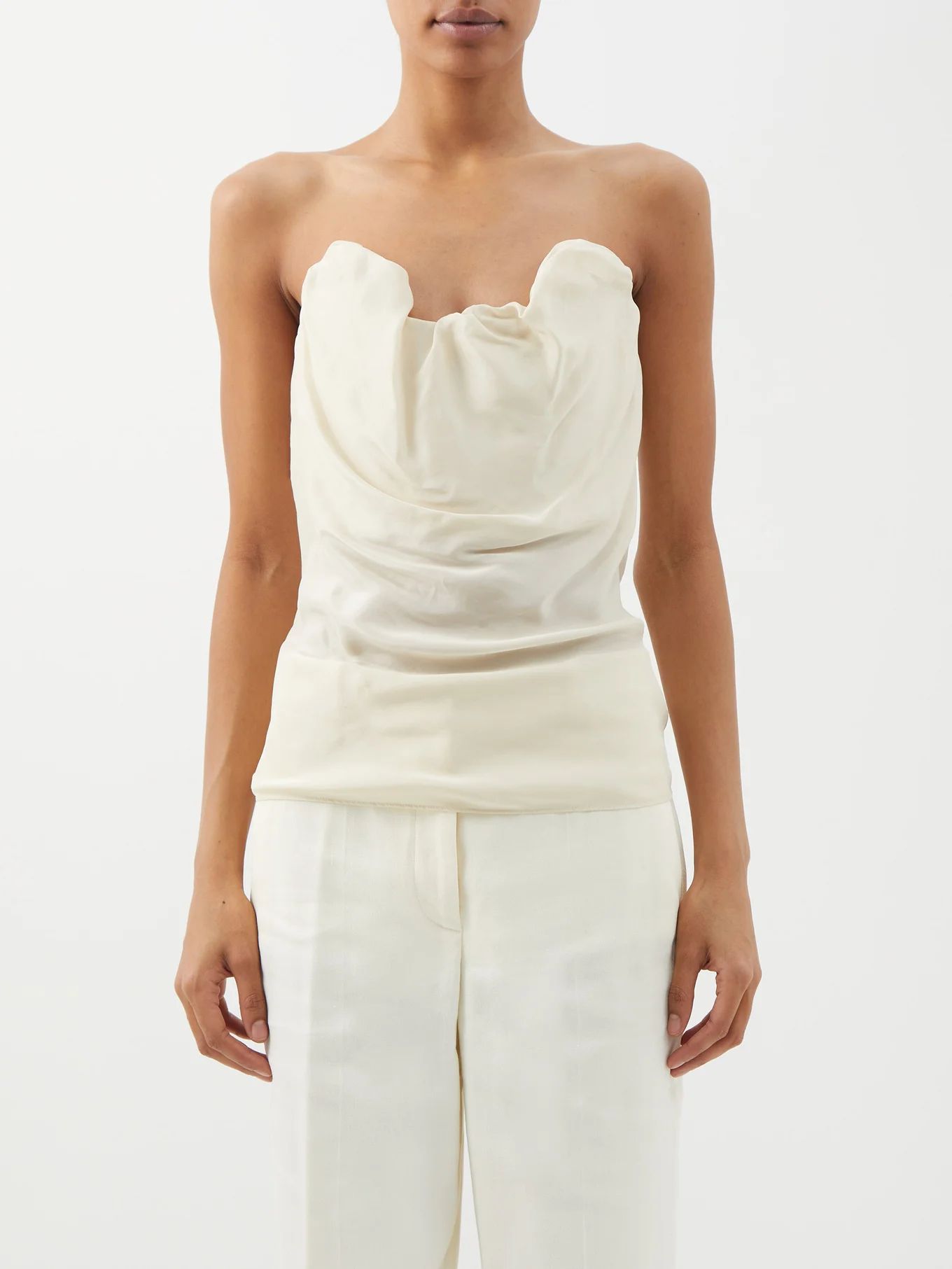 Gathered off-the-shoulder silk top | Matches (US)