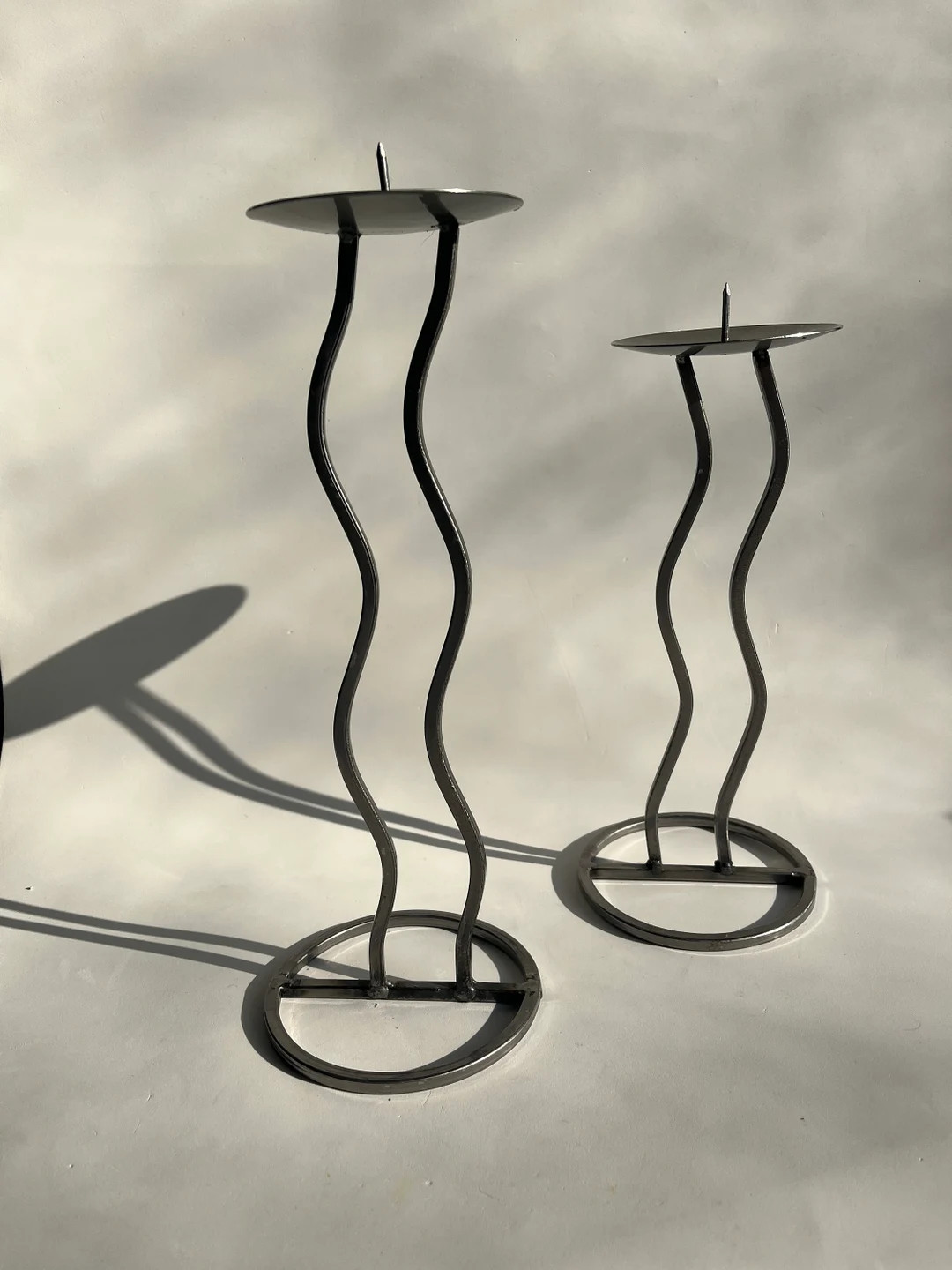 Vintage 1980s Postmodern Memphis Style Pair of Silver Wave Squiggle Candle Holders - Rare Set of ... | Etsy (US)