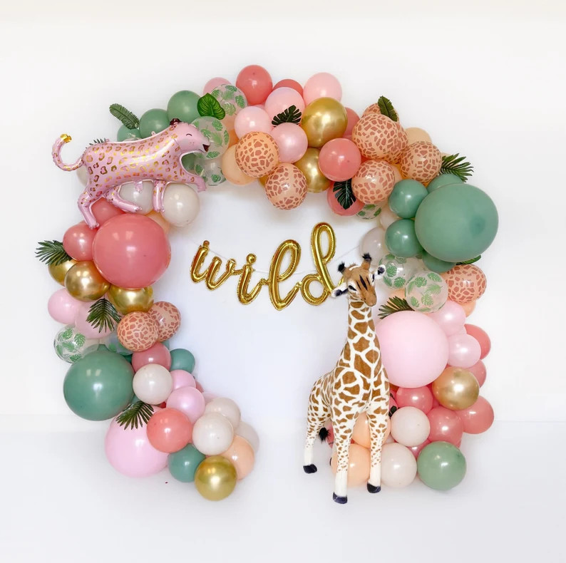 Girls Safai Balloon Arch Pink Jungle Balloon Garland Kit Wild One Birthday Dusty Pink Eucalyptus ... | Etsy (US)
