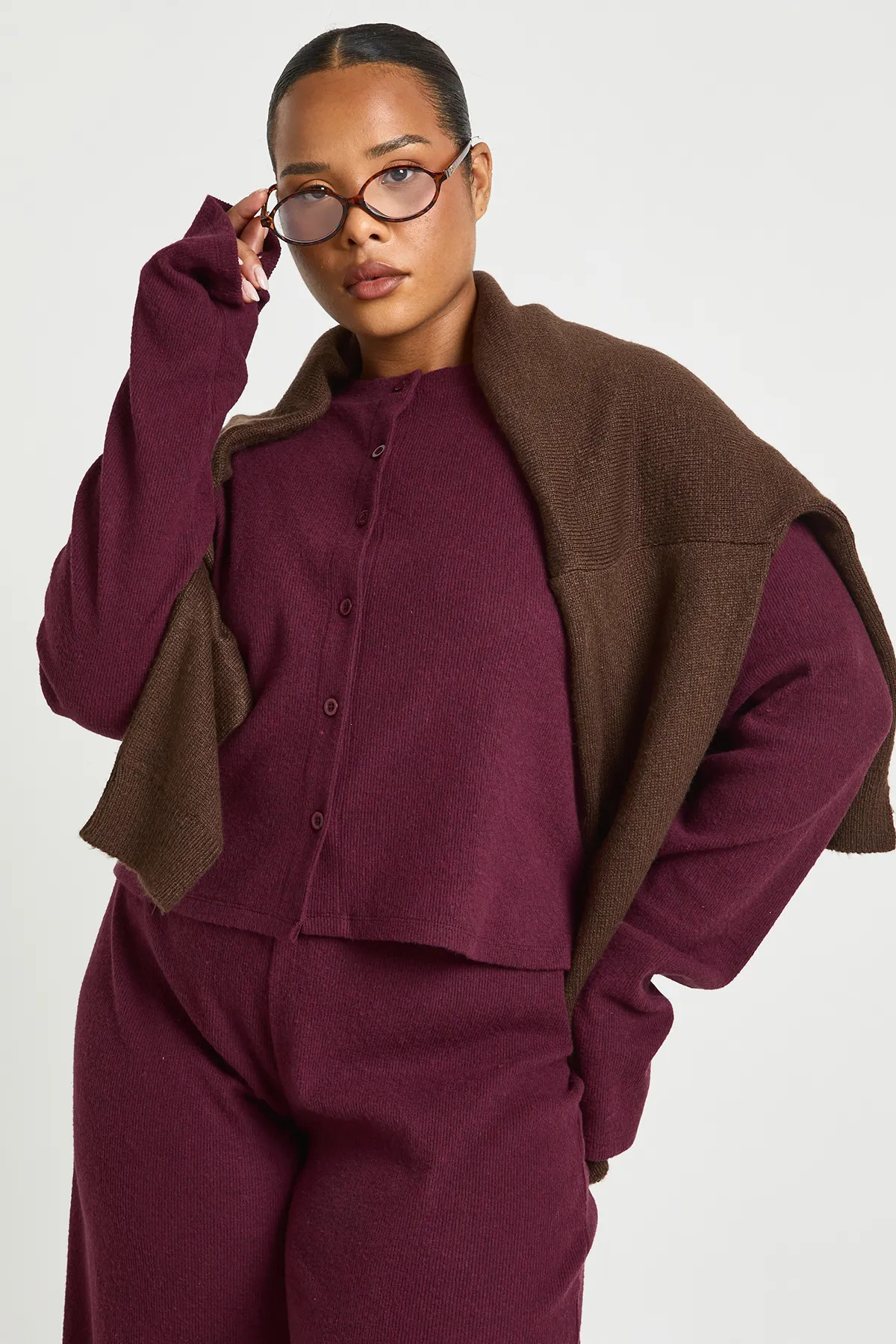 Plus Button Front Knitted Soft Rib Top | Boohoo.com (UK & IE)