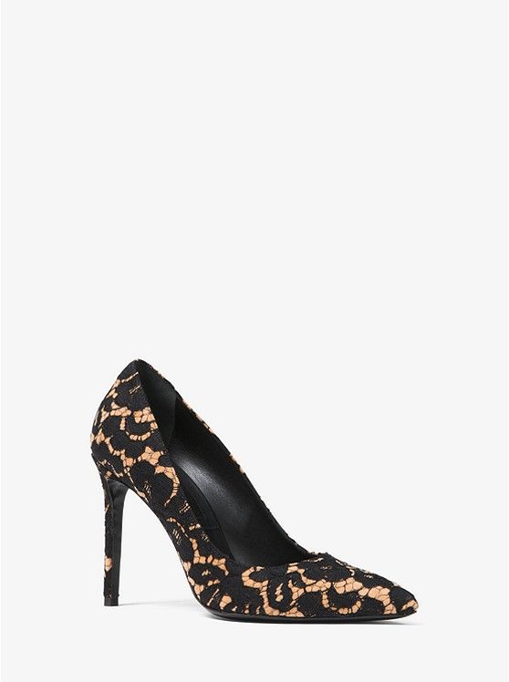 Gretel Floral Lace and Suede Pump | Michael Kors US