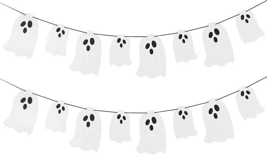 Halloween Hanging Ghost Banner White Glitter Halloween Party Ghost Banner for Haunted Houses Door... | Amazon (US)