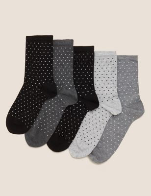 Marks & Spencer 5pk Seamfree Ankle High Socks - Black Mix - AU 8.5-11 (UK 6-8) | Marks & Spencer (AU)