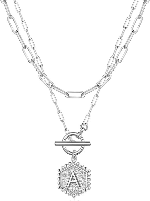 IEFWELL Layered Gold Necklaces for Women, 14K Gold Plated Silver Rose Gold Paperclip Chain Neckla... | Amazon (US)