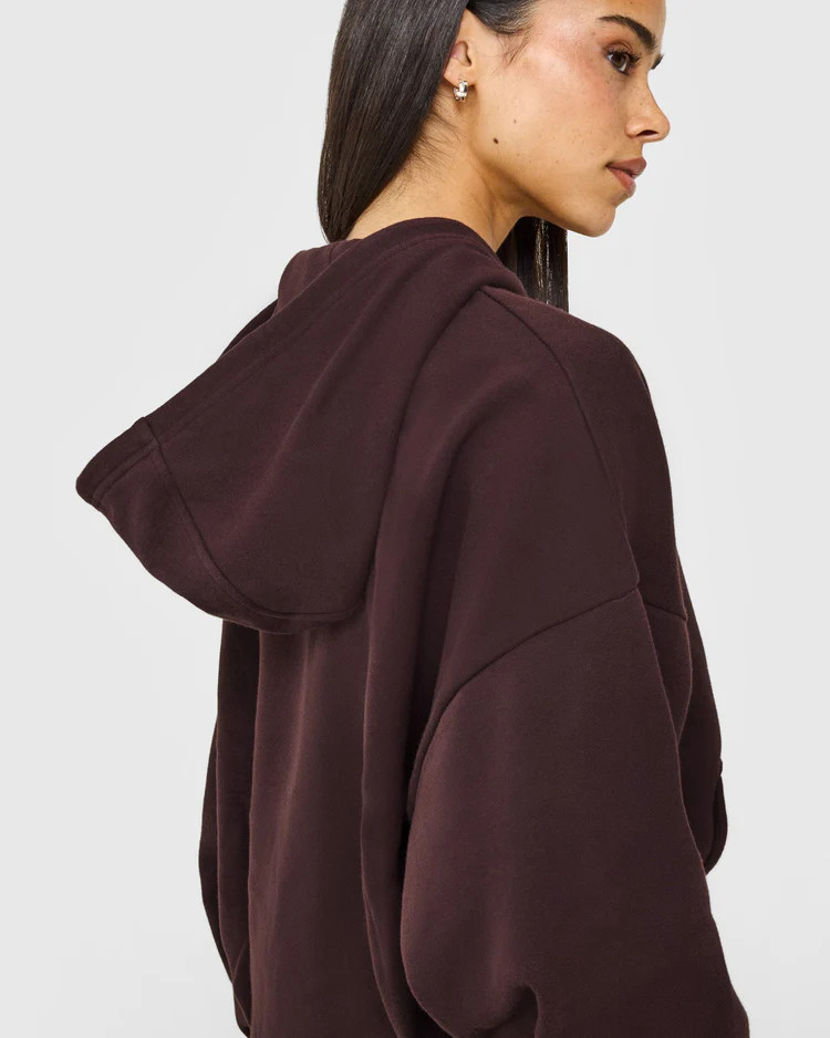 Mid Weight Relaxed Zip Through Hoodie 
 Plum Brown | Oner Active (UK / US)