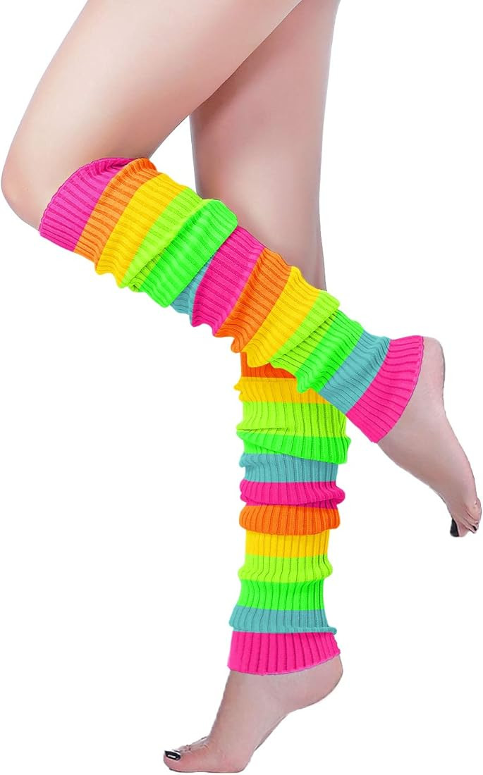 Long Leg Warmer, V28 Women’s Men 80s Party Ribbed Knit Dance Sports | Amazon (US)