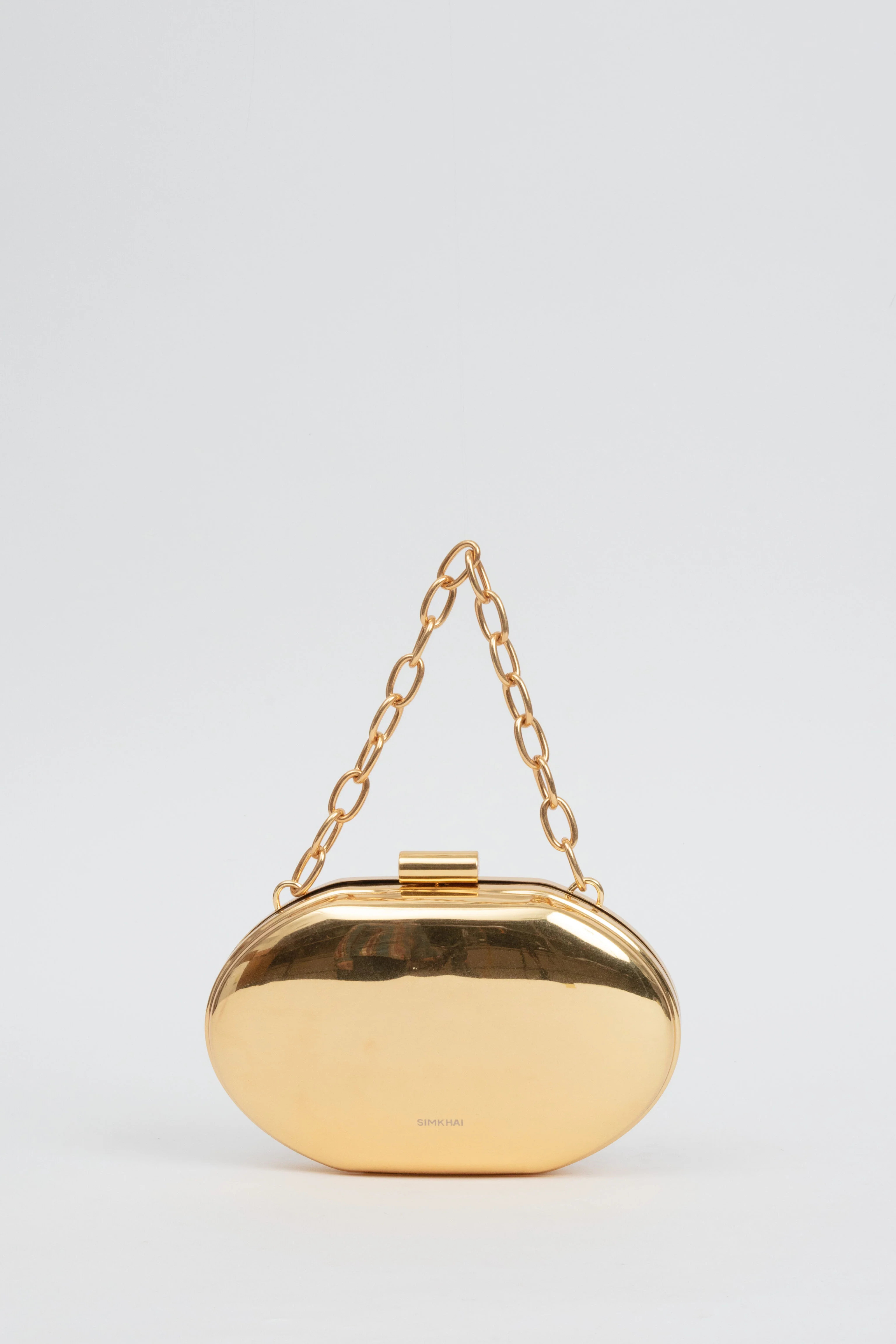 Brushed Gold Sol Metal Oval Clutch | Tuckernuck (US)