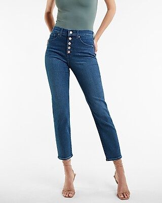 High Waisted Button Fly Slim Jeans | Express