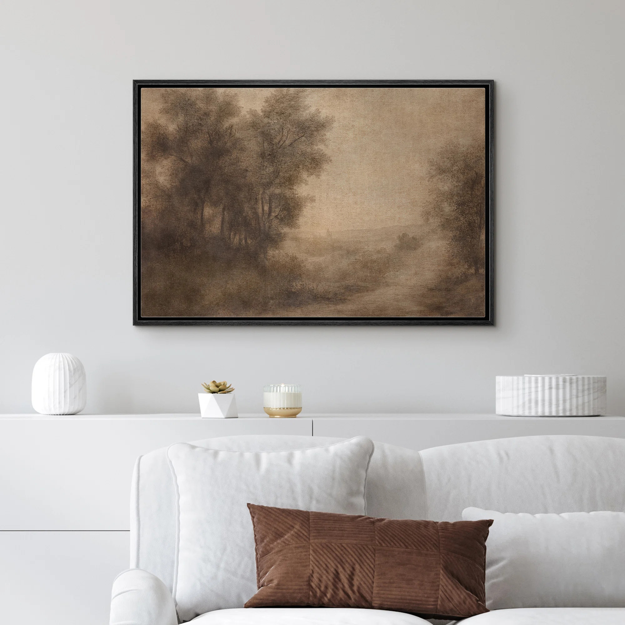 Forest Tree Landscape Classic Brown Framed Bedroom Wall Decorations Canvas Print | Wayfair North America