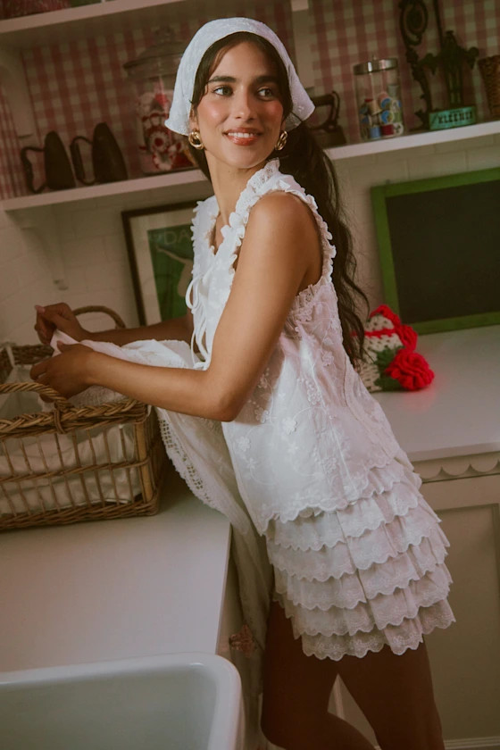 Raphaela White Eyelet Embroidered Bloomer Shorts | Lulus