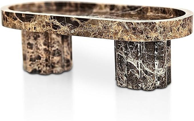 | Pedestal Stone Tray | Oval with scalloped legs (Brown Marble) | Amazon (US)