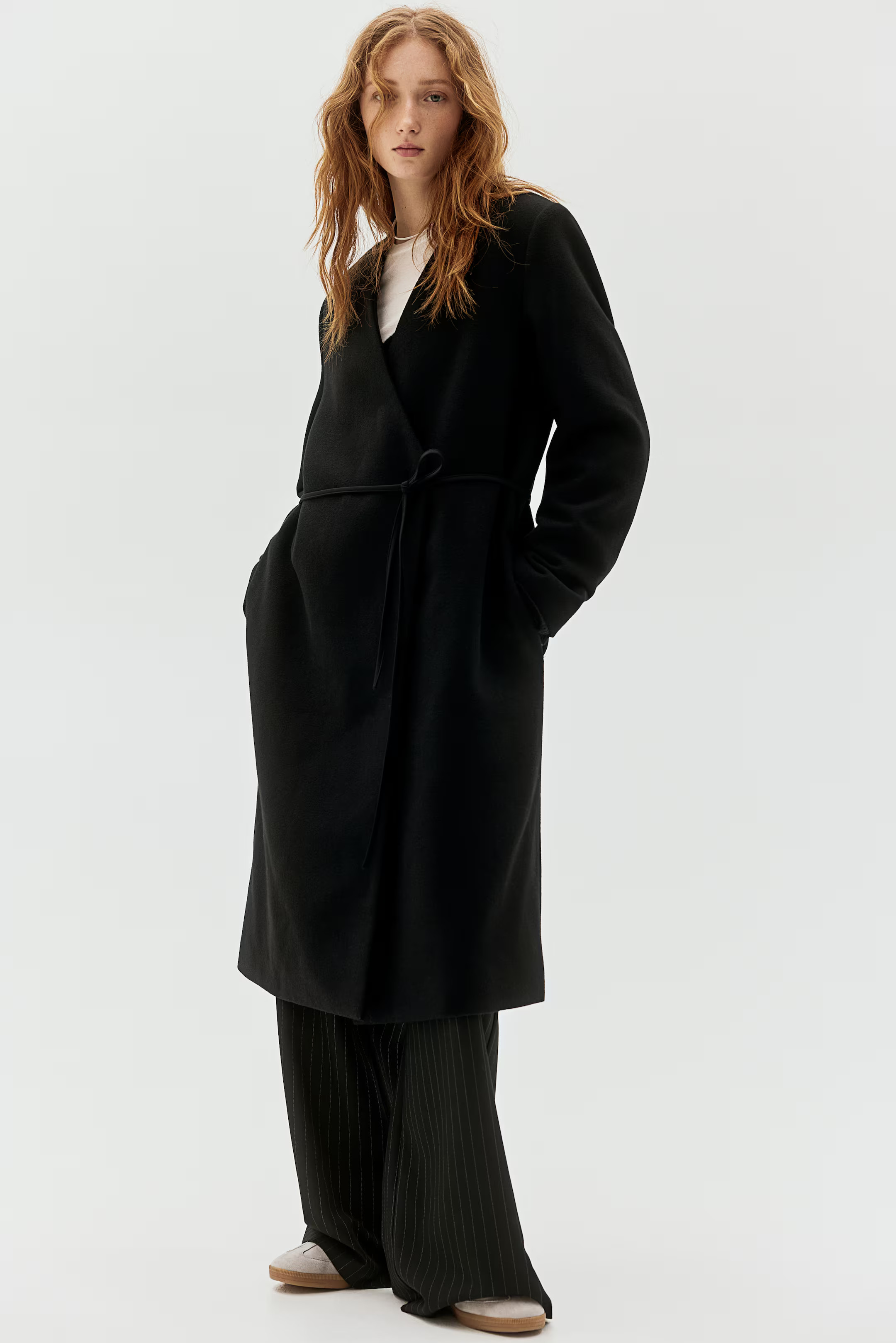Tie-Detail Felted Coat | H&M (US + CA)