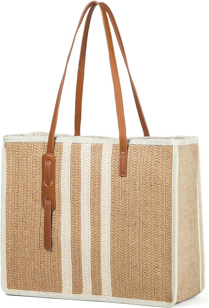 YIKOEE Large Straw Tote Bag: Summer Straw Handbags for Vacation | Amazon (US)