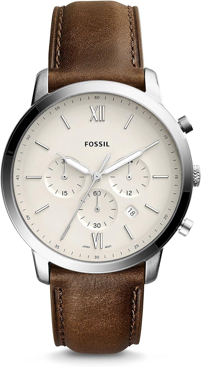 Amazon.com: Fossil Men's Neutra Quartz Stainless Steel and Leather Chronograph Watch, Color: Silv... | Amazon (US)