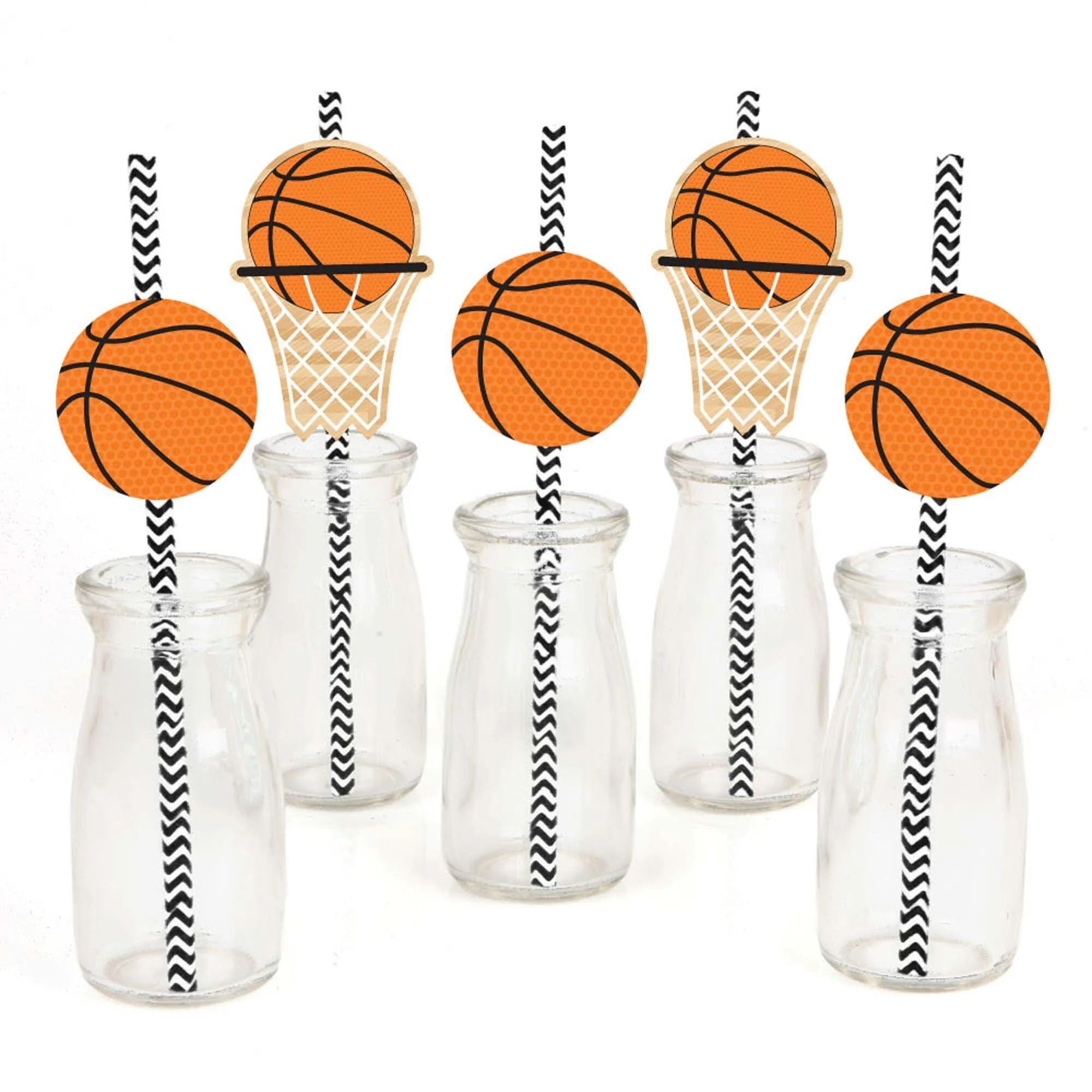 Nothin' But Net - Basketball - Paper Straw Decor - Baby Shower or Birthday Party Striped Decorati... | Big Dot of Happiness