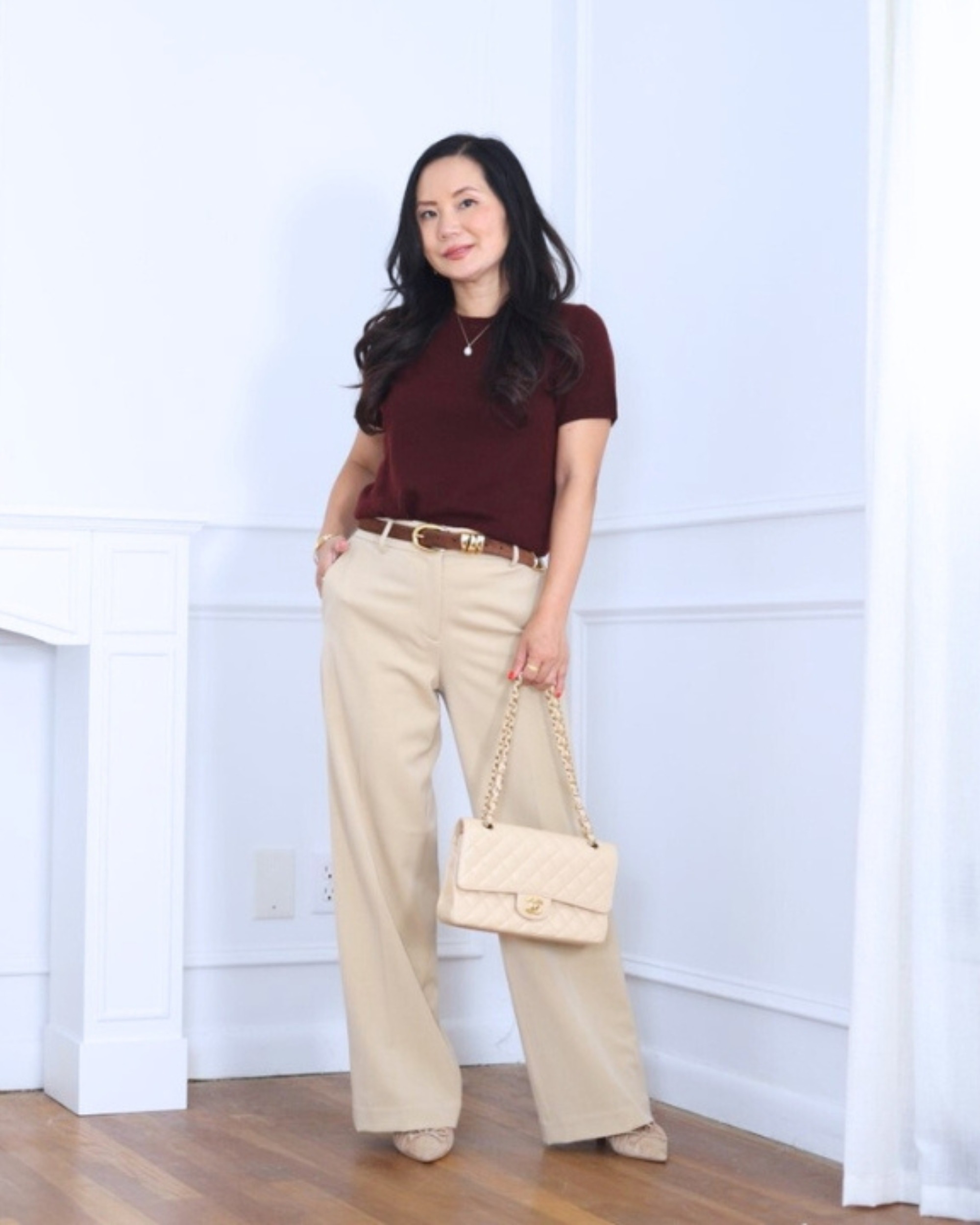 Simple and refined — wearing a cashmere tee from Quince and wide leg pants from Ann Taylor. I’m 5’2, wearing size XS.

#LTKStyleTip #LTKOver40 #LTKPetite