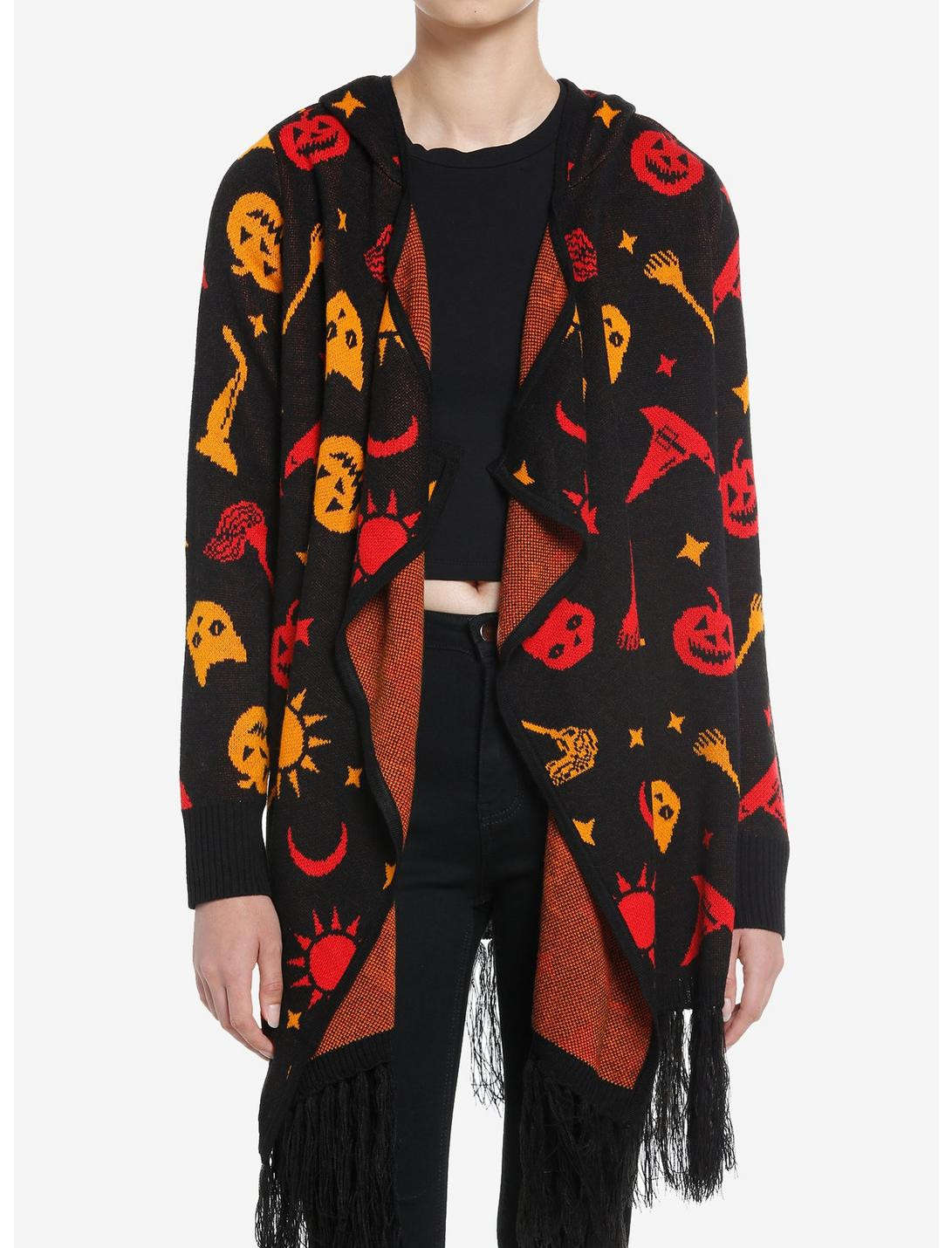 Her Universe Disney Hocus Pocus Dani Hooded Fringe Girls Cardigan | Hot Topic