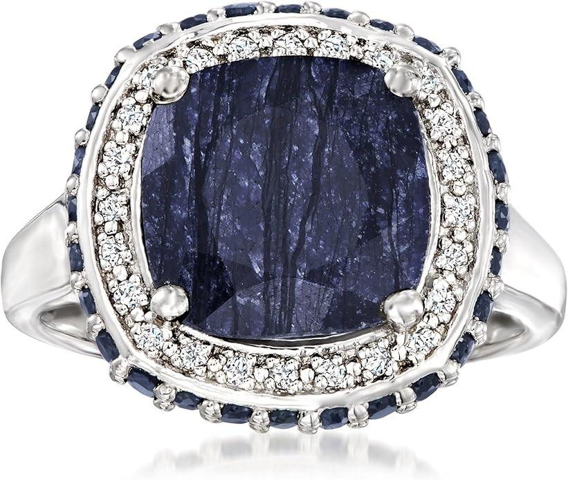 Ross-Simons 5.70 ct. t.w. Sapphire and .10 ct. t.w. White Topaz Ring in Sterling Silver | Amazon (US)