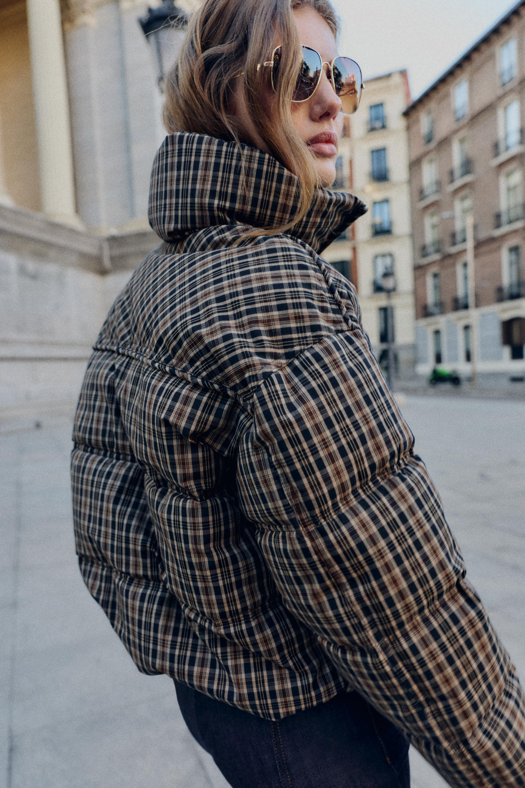 CHECK QUILTED ANORAK | Zara AU