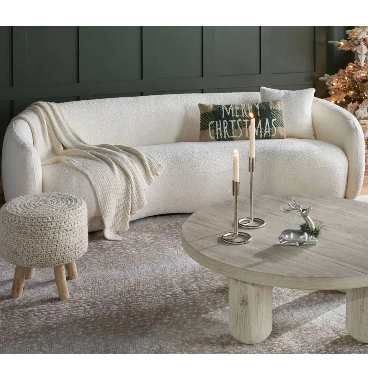 Yazgur 93.6'' Mid Century Modern Curved Living Room Sofa, 4-Seat Boucle Fabric Couch for Bedroom,... | Wayfair North America