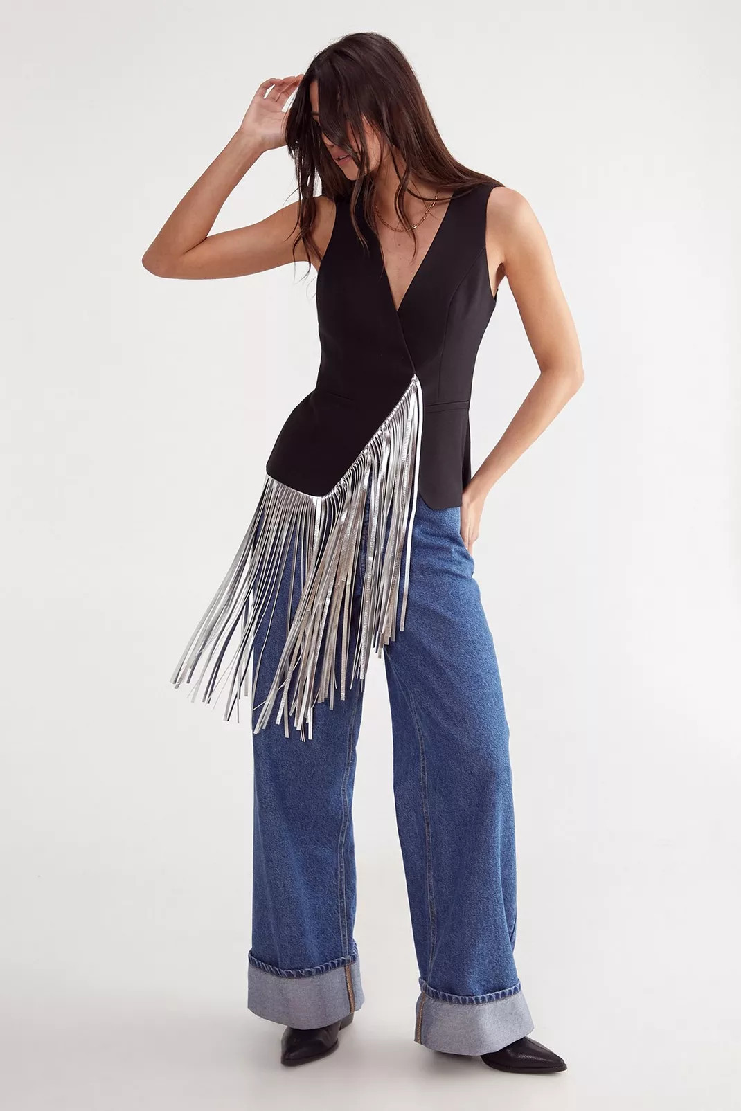 Tailored Faux Leather Fringed Top | Nasty Gal US