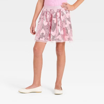 Girls' Valentine's Day Sequin Heart Skirt - Cat & Jack™ Pink XS | Target