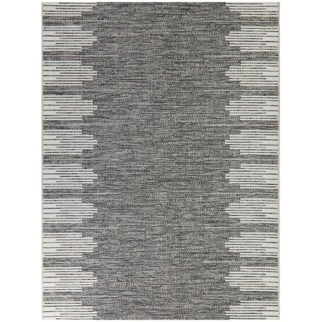 allen + roth 5 X 7 (ft) Black Indoor/Outdoor Stripe Area Rug | Lowe's