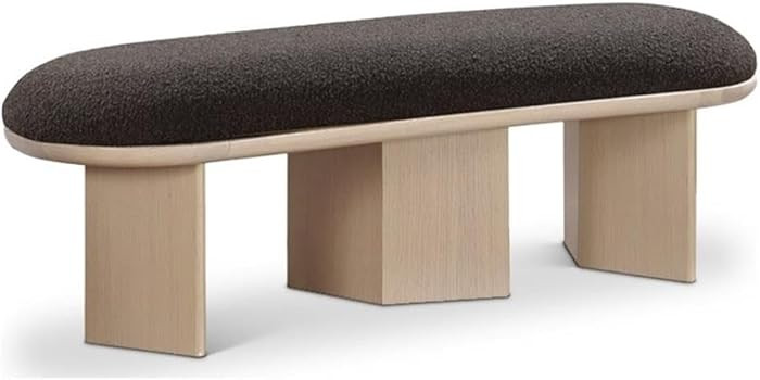 MAKLAINE Modern/Contemporary Luxurious Brown Boucle Fabric Bench | Amazon (US)